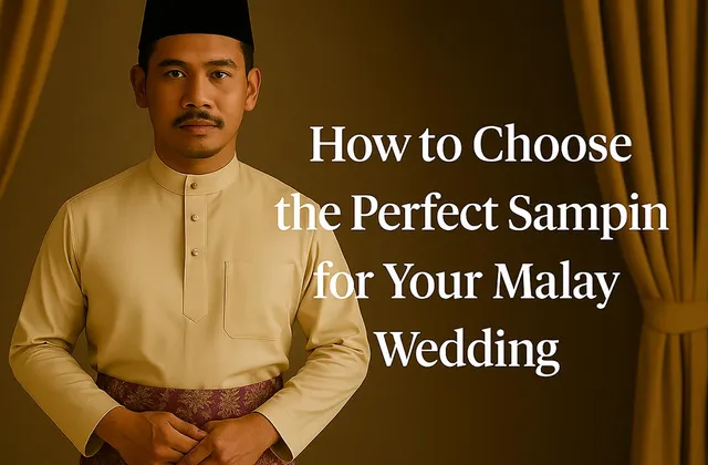 Groom wearing a traditional sampin over Baju Melayu for a Malay wedding